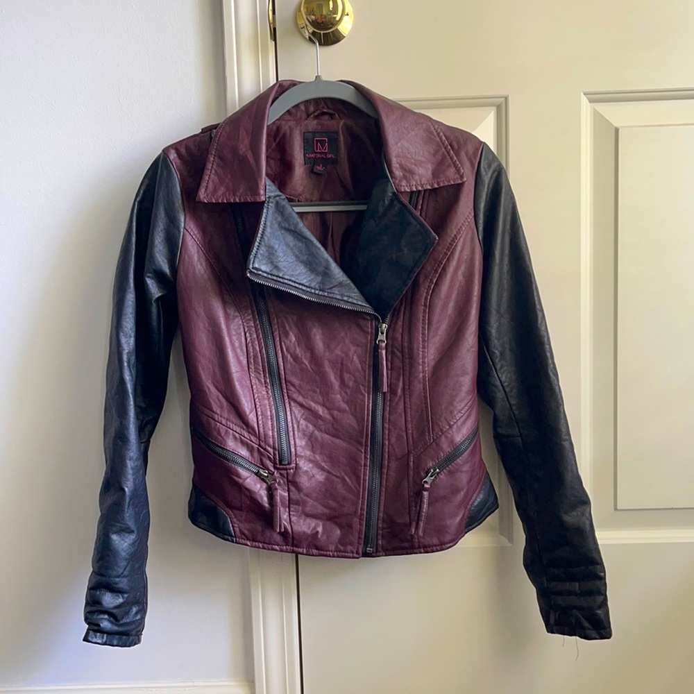 Dual colored faux leather jacket